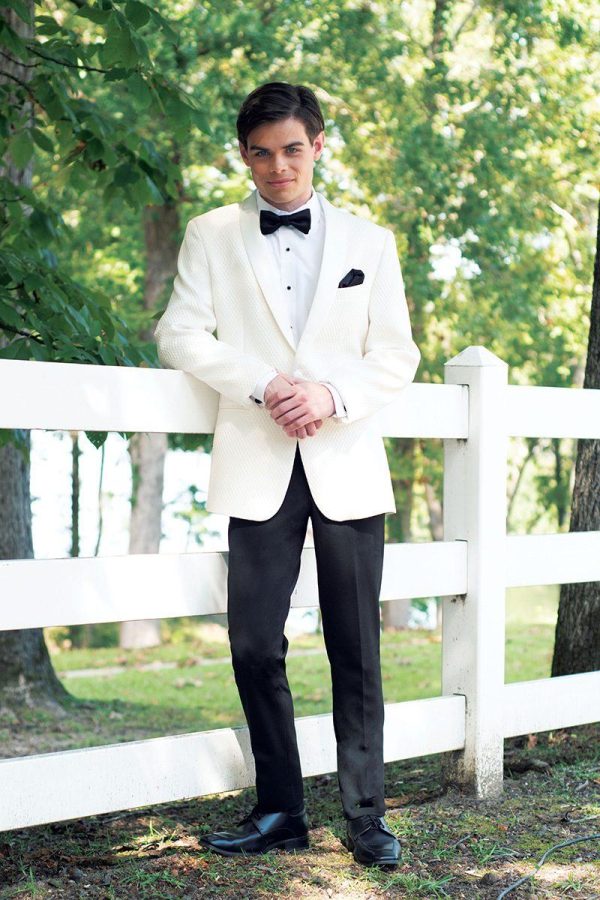 Ivory Diamond Weave Shawl Tuxedo
