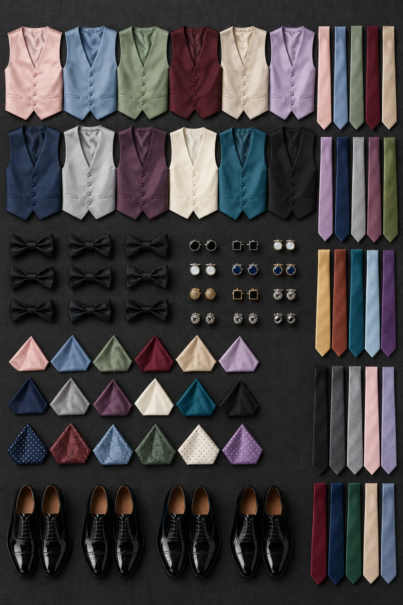 Bow ties, studs and cufflinks